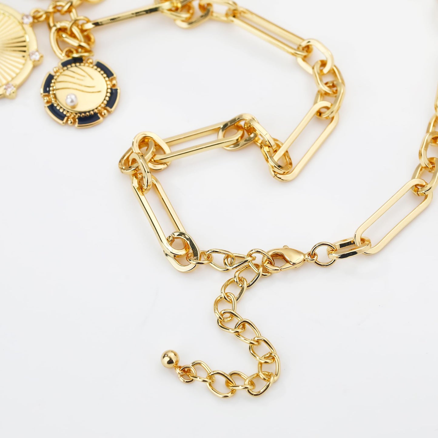 BONJOULRY Chunky Gold-Plated Necklace for Women Charm Necklace for Women Paperclip Chain Sunflower Necklace Chunky Jewelry Fashion Hip Hop Gift