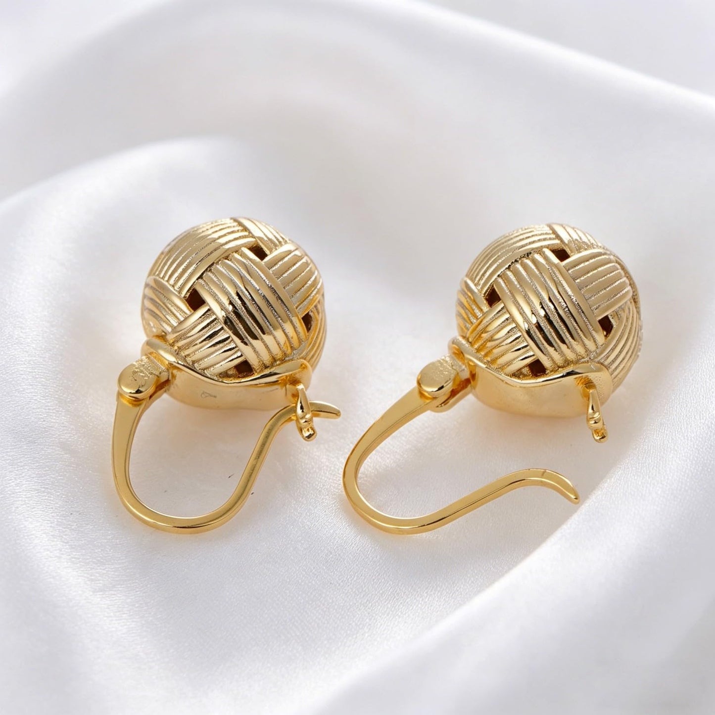 OwMell Elegant 925 Sterling Silver Pearl Drop Earrings Dangle Stud Silver Plated Earrings for Women Large Size 12mm - Weave Gold