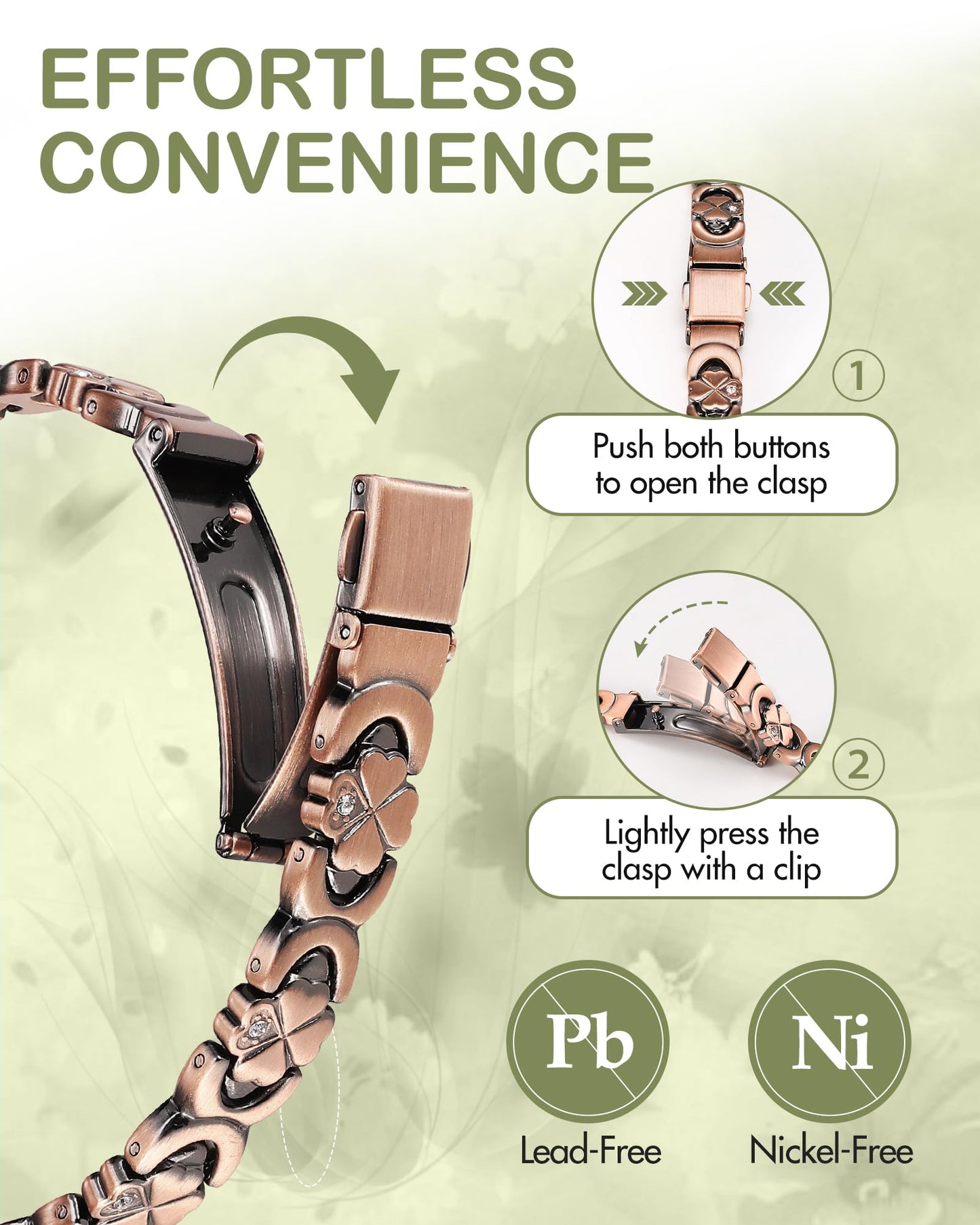 Feraco Pure Copper Bracelets for Women, Ultra Strength Magnetic Bracelet for Women with 3800 Gauss Magnet & Sparkling Cubic Zirconia, Flower Jewelry Gift, Infinite Symbol (Copper)