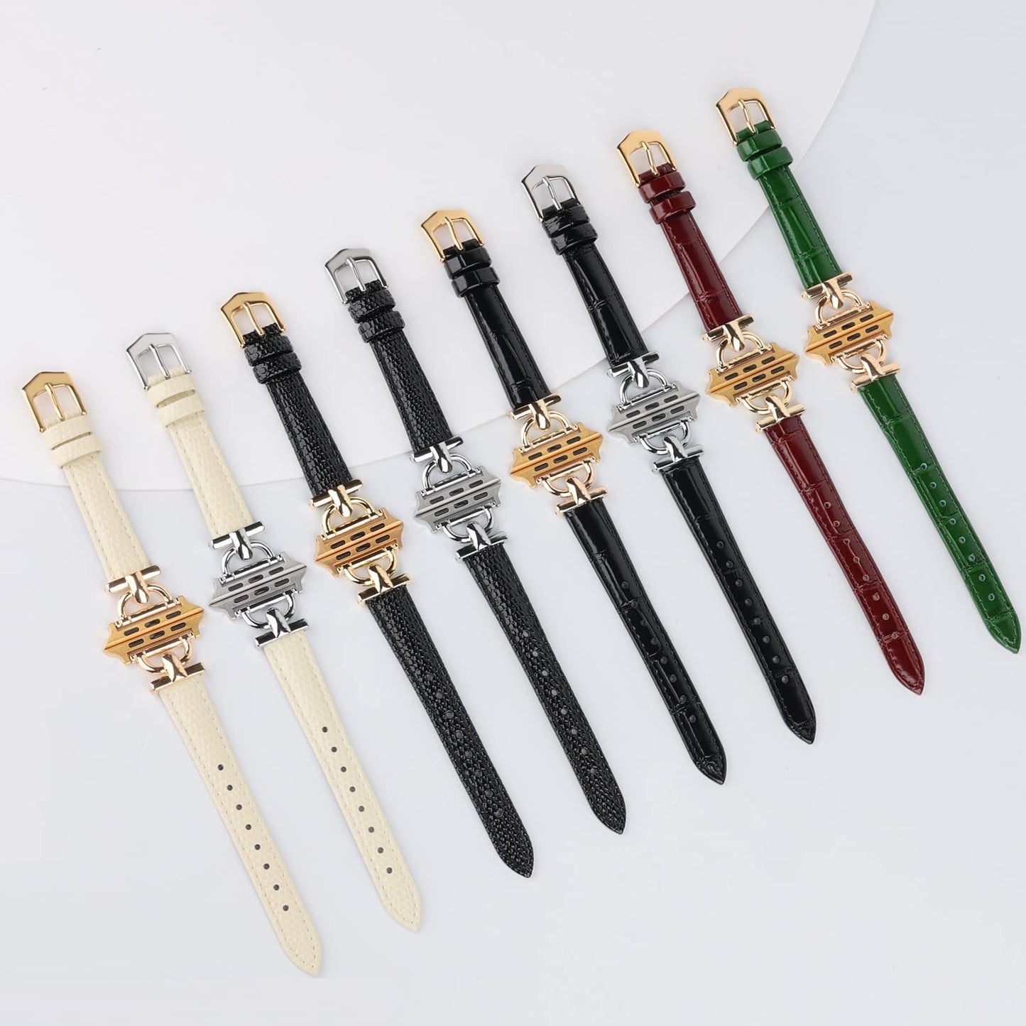 Leather Band Compatible with Apple Watch Bands for Women, Dressy Fancy Strap for iWatch Series 11/10/9/8/7/6/5/4/3/2/1/se(38mm 40mm 41mm 42mm,Black/Gold)