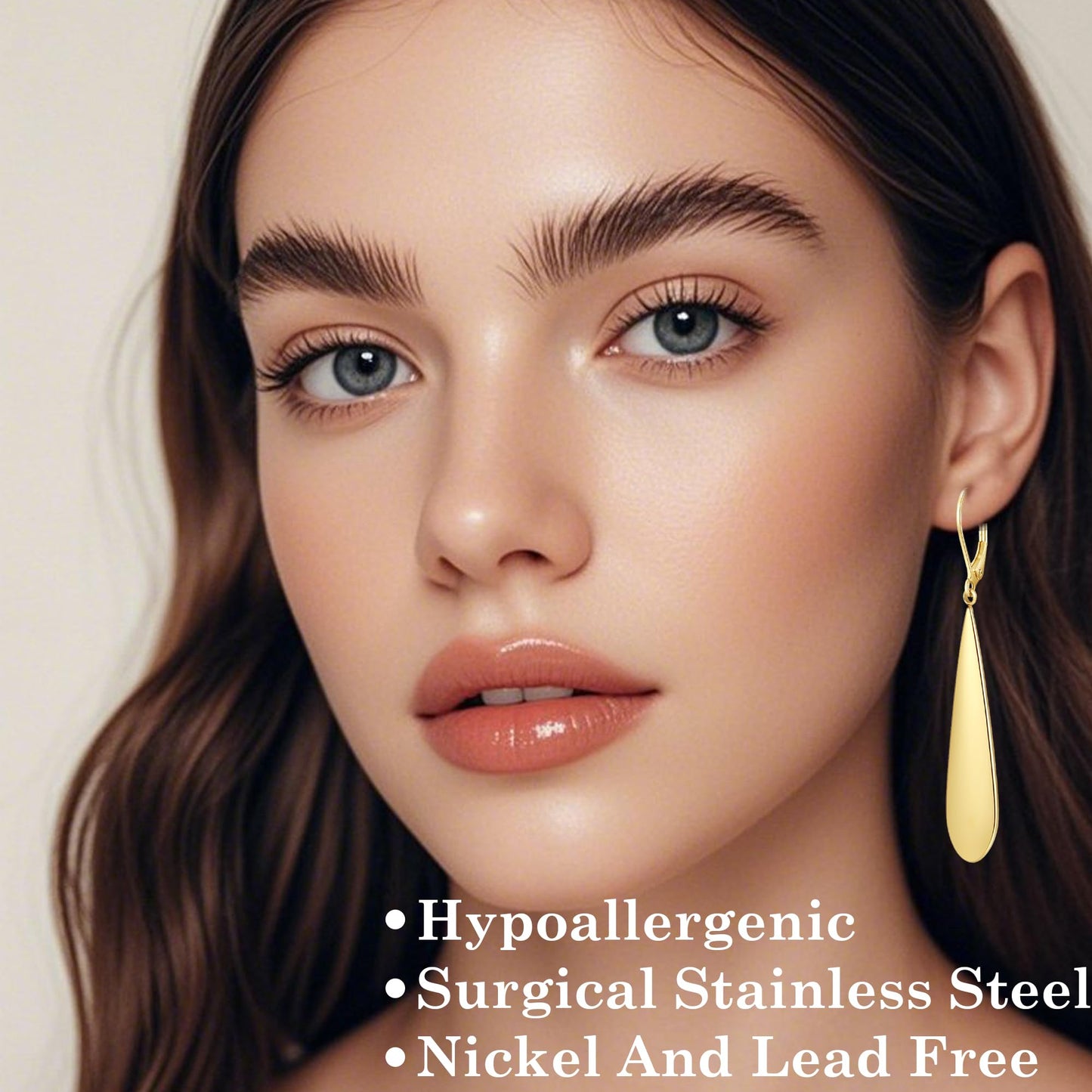 FLYUN 18k Gold Plated Long Teardrop Dangle Earrings For Women Trendy-Hypoallergenic Lightweight Leverback Dangle Earrings For Jewelry Gift(GOLD)