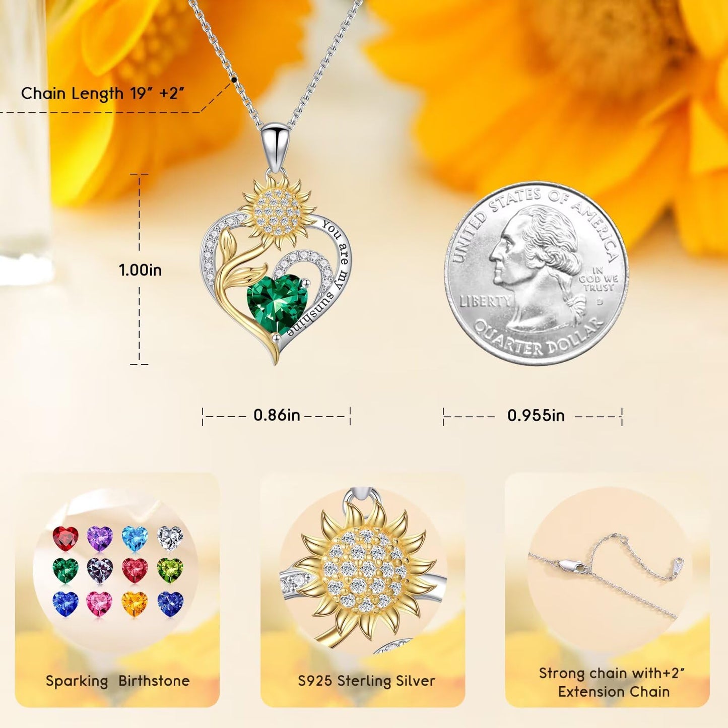 Iefil Sunflower Gifts for Women - Sunflower Necklace for Women January Simulated Garnet Birthstone Necklace Anniversary Valentine's Gifts Birthstone Jewelry for Wife Mom