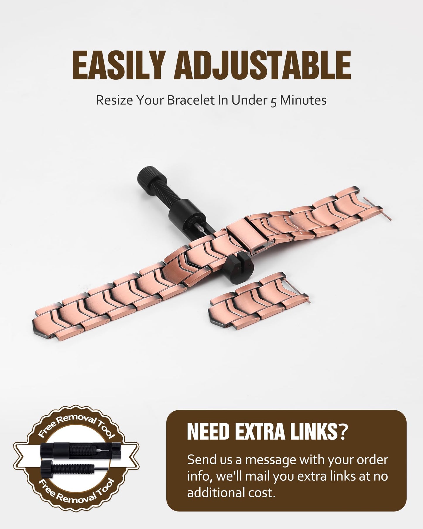 Jecanori Copper Bracelet for Men, 3X Strength Magnetic Bracelets for Men With Ring，Ideal Gift