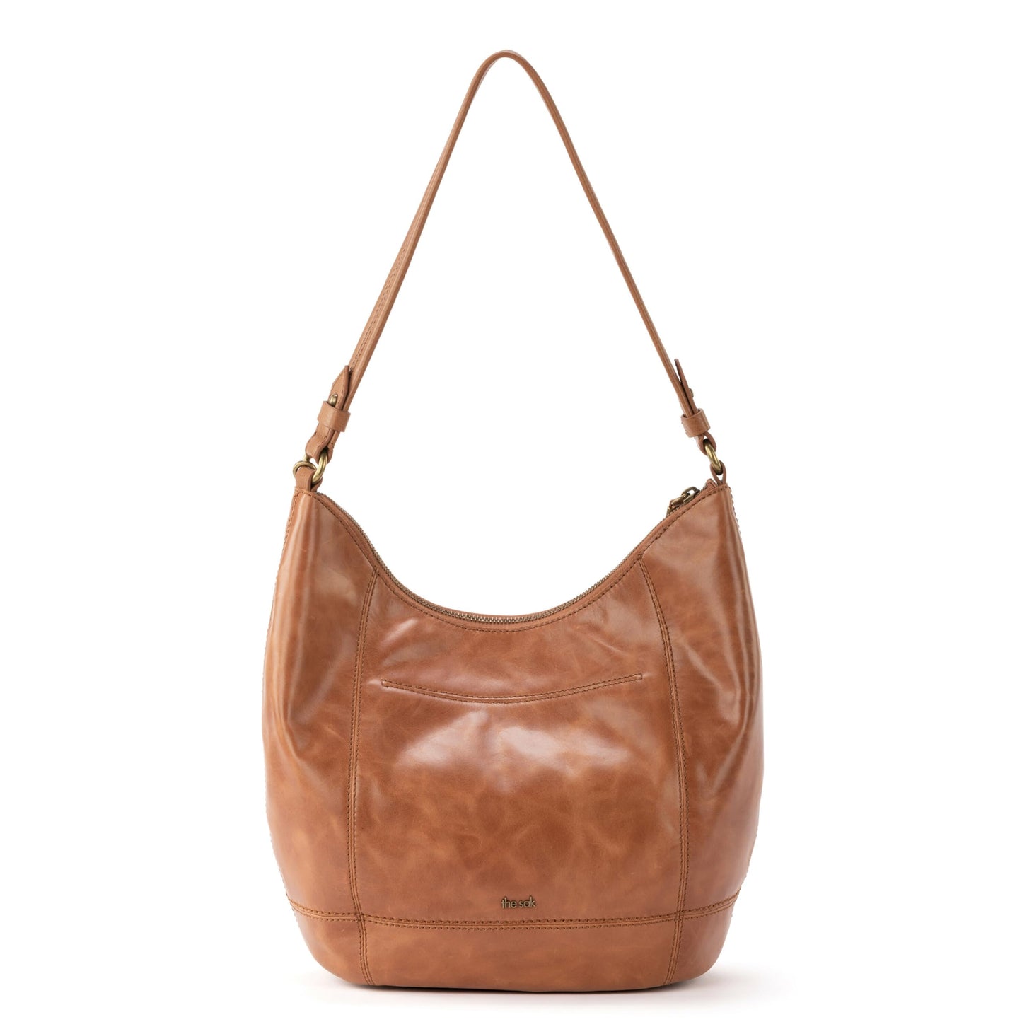 The Sak Sequoia Hobo Bag in Leather, Single Shoulder Strap, Tobacco Floral Emboss