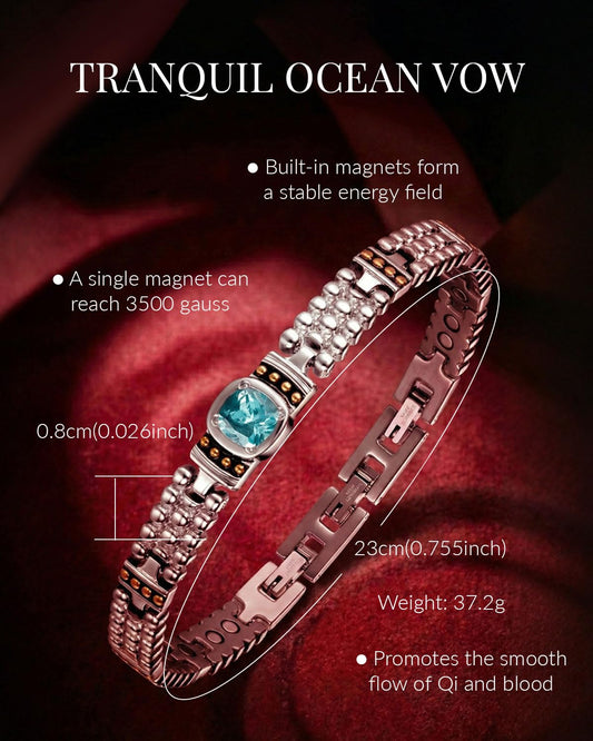 RainSo Women's Bracelet Enique Blue Gemstone Design Magnetic Bracelets for Women Wristband with 3 Smarter Buckle Adjustable with Gift Box