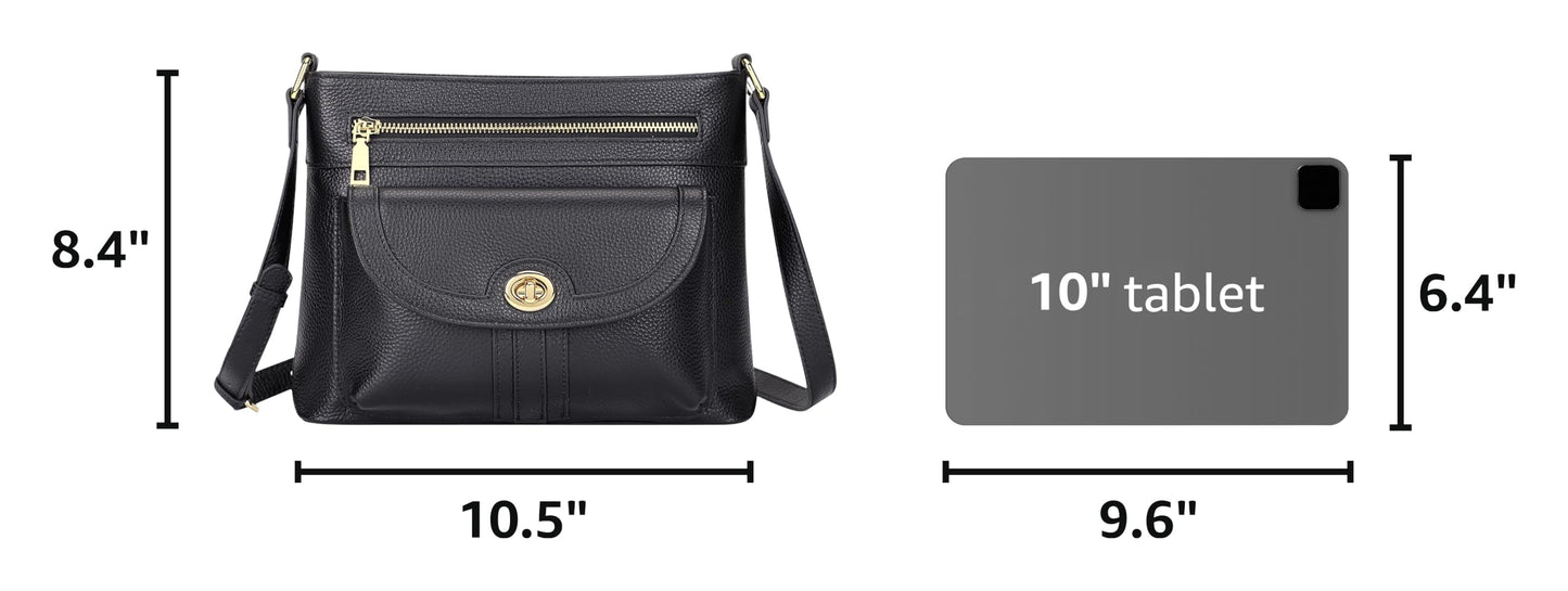 Over Earth Genuine Leather Crossbody Bags for Women Trendy Purses and Ladies Shoulder Handbags(O202E-2G Black)