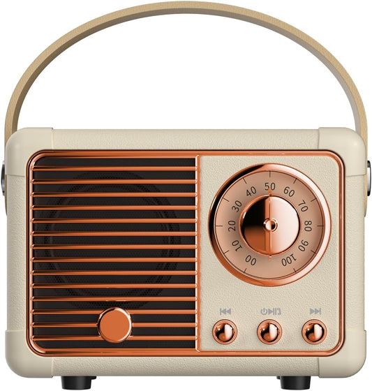 QUEQIMU Retro Bluetooth Speaker, Wireless Mini Portable Speakers Support USB/TF Card/AUX, Vintage Decor, Retro Radio