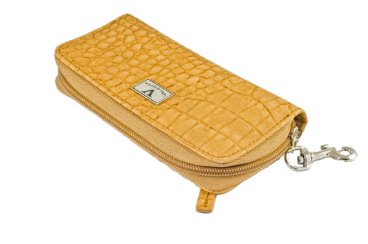 Valentia Cigars Case (holds 4 Cigars), Synthetic Cognac Exotic Croc Leather
