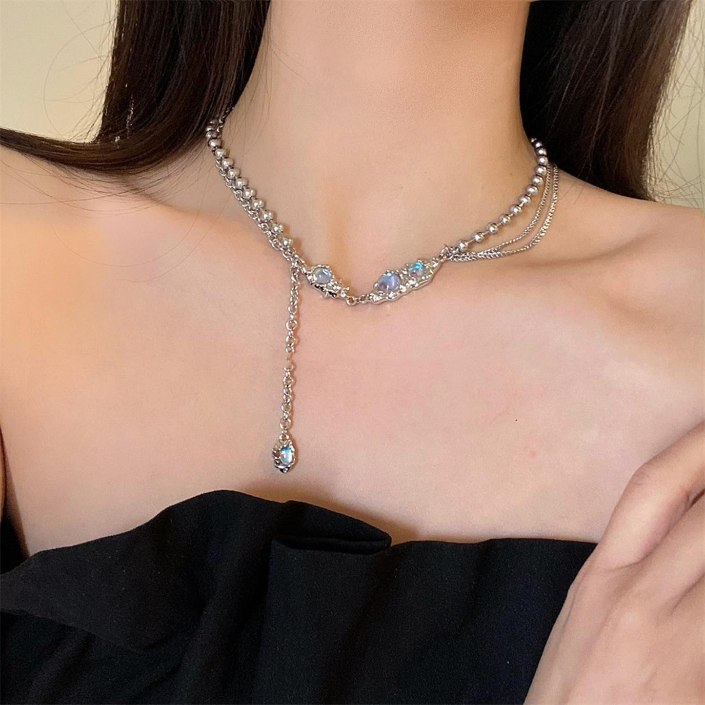 Buyongwant Irregular Necklace Y2k Moonlight Titanium Steel Fashion Women's Jewelry