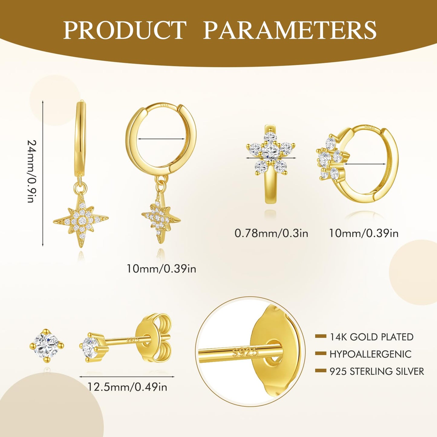 14K Gold Hoop Earring Set for Women, Dainty Gold Huggie Hoop Earrings, Earring Sets for Multiple Piercing Hypoallergenic Earring Stacks, Cartilage Earrings for Women Jewelry Gifts