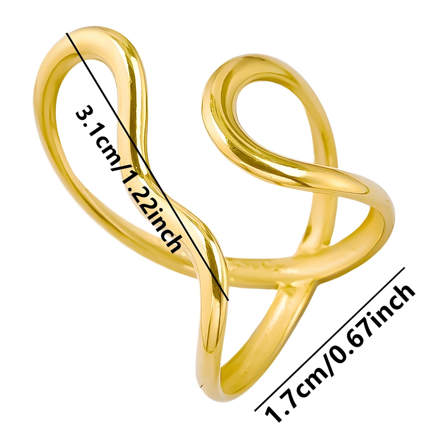 AIETUE Chunky Rings For Women, Gold Silver Thumb Ring Asymmetrical Wavy Curve Ring Adjustable Non Tarnish Dainty Stainless Steel New Year Anniversary Birthday Jewelry Gift (Wavy Gold 2Pcs)