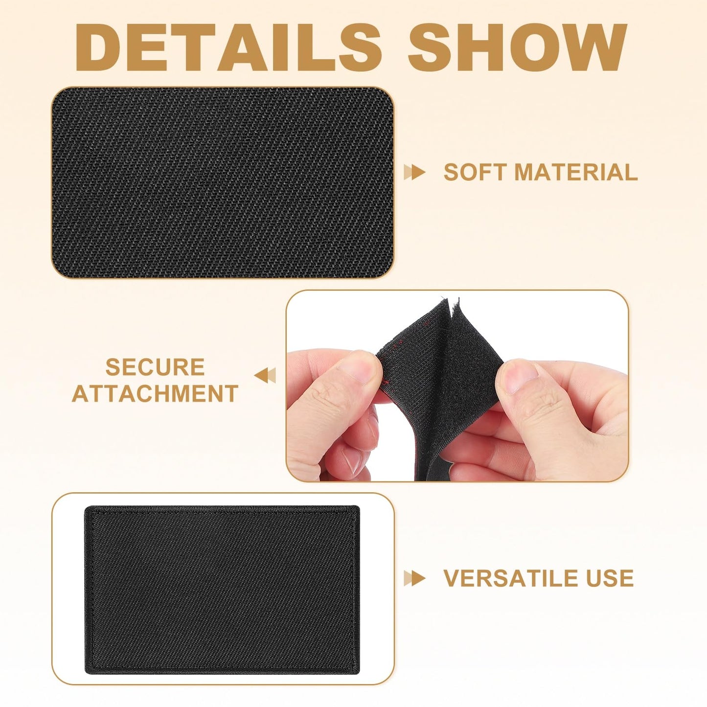 PATIKIL Rectangle Solid Flag Patch, 6 Pcs 3x2 Inch Pure Embroidered Patch Decorative for Holes Hats Jeans Repair Bags DIY Craft, Black