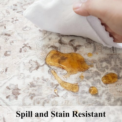 Hallway Washable Runner Rug - Vintage Soft Non-Slip Indoor Carpet for Kitchen & Entryway | 3x10 Beige