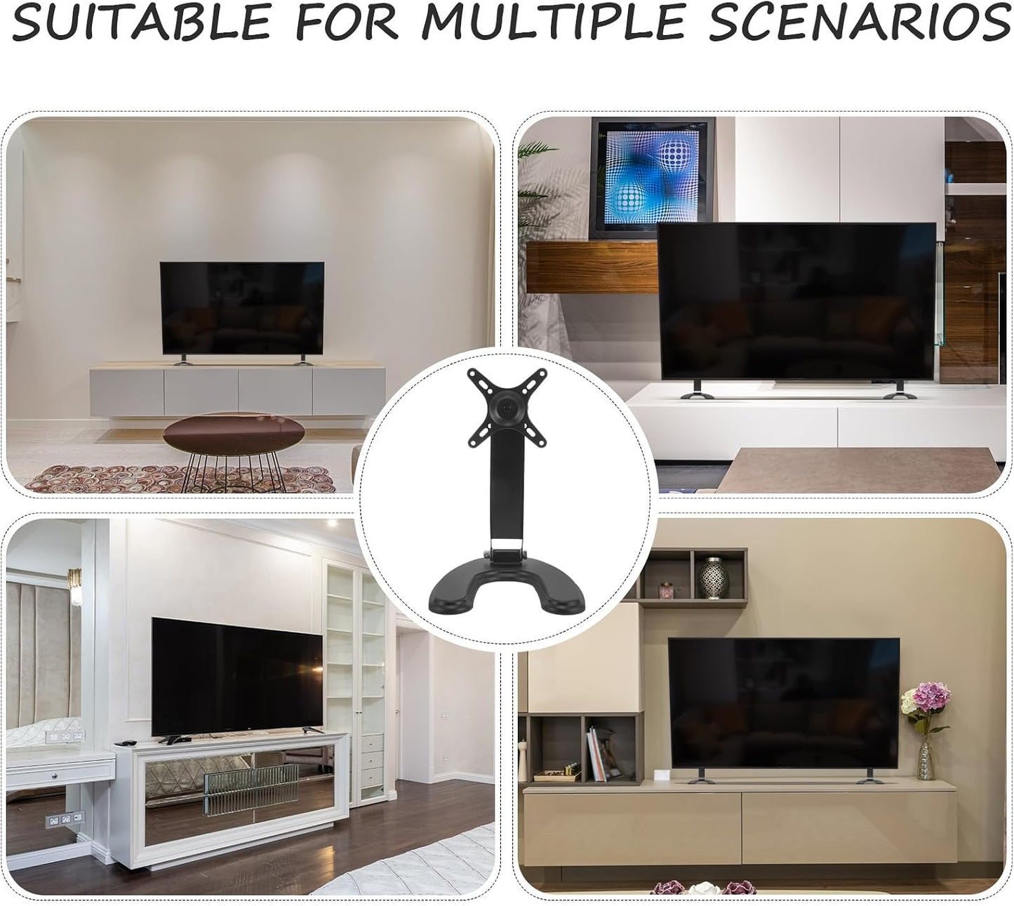 SEWOART 14-27 Inch Universal Tv Stand Base for LCD Tvs Pedestal with No-Drill Mount Compatible with Home and Office