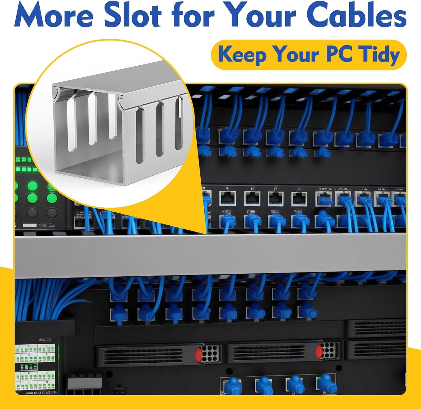 REFLYING 123in 1.97" Hx1.97 15.4''L(8 Open Slot Wiring Raceway Cable Duct, Cable Management Channel Cord Track,Desk
