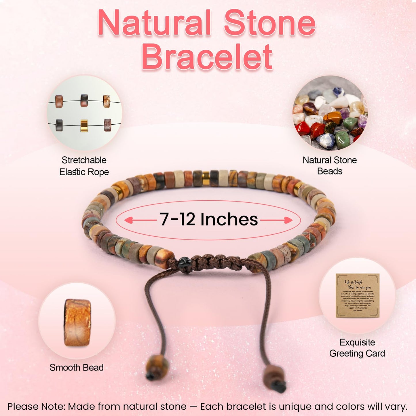 ZOKCC Inspirational Bracelets Gifts for Women - Healing Natural Stone Bracelets - Appreciation Inspirational Thank You Gifts for Coworker Teacher Employee Nurse Friends Sister Mom Aunt