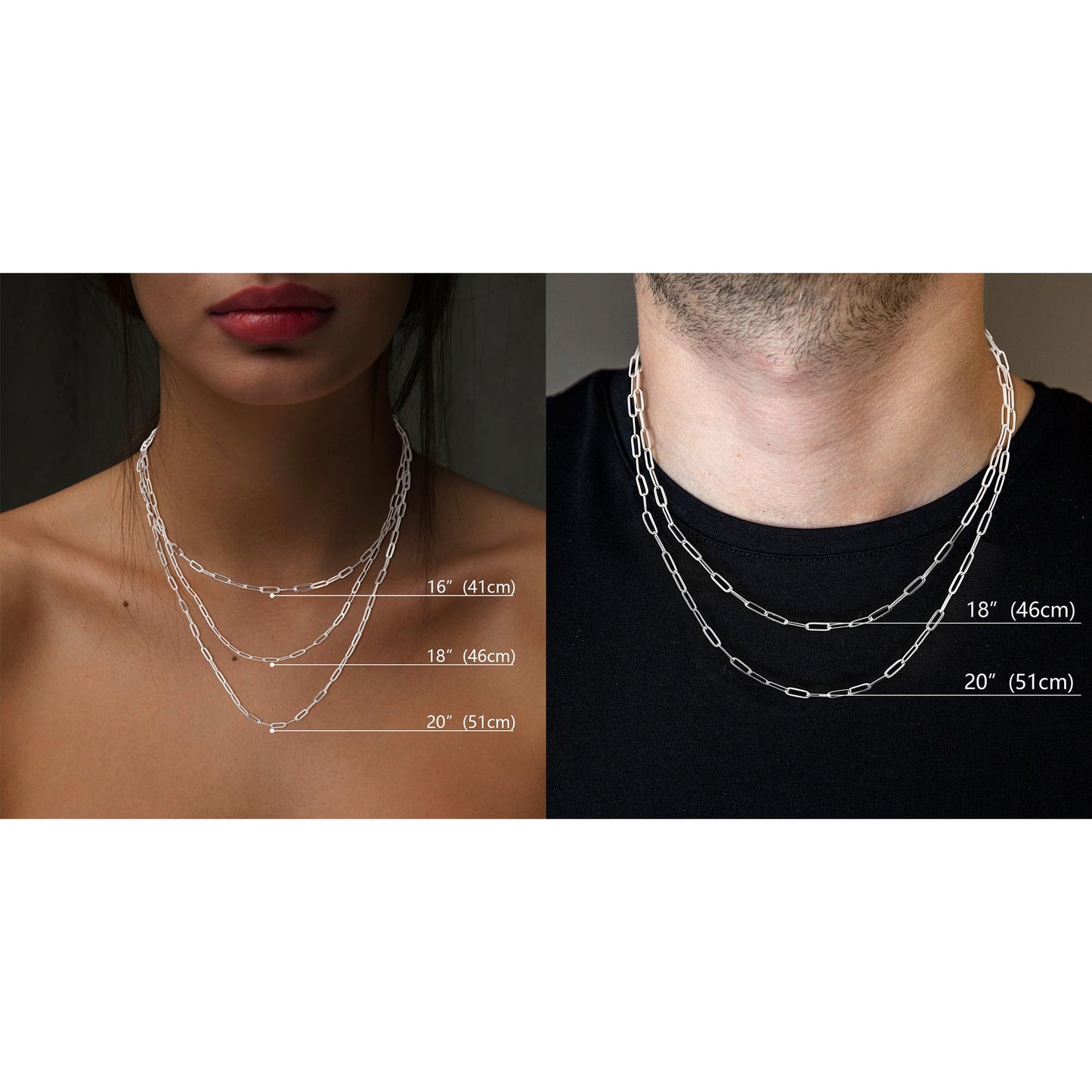 MBW Simple Silver Paperclip Choker Necklace, 14K Gold/Silver Plated Plated Dainty Chain Necklaces for Women Trendy 16in Thin Minimalist Aesthetic Link Necklace Jewelry Necklace for Women