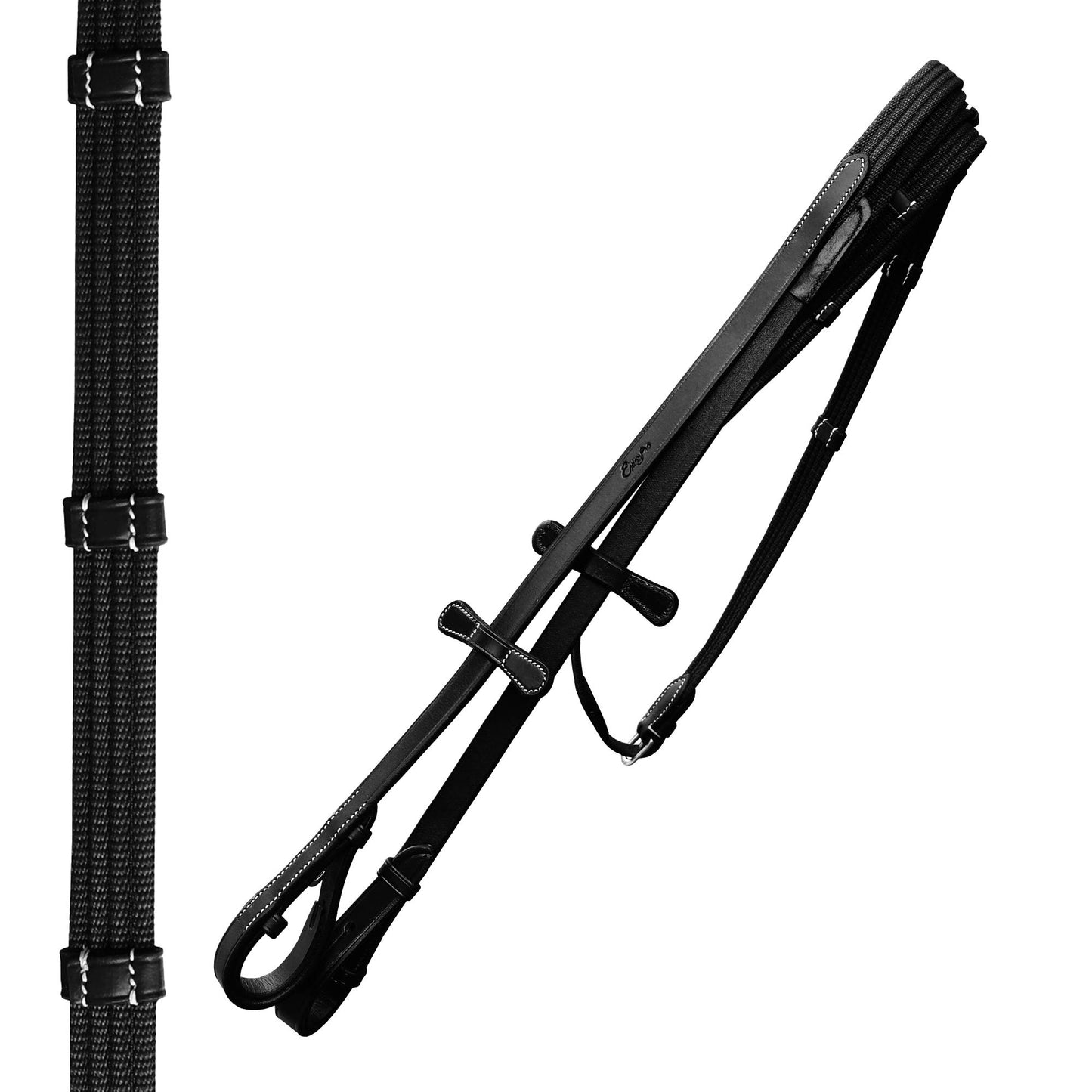 Exion Dressage Horse Bridle: Soft Lining, Anatomic Shape & Designer Stitching on Browband and Noseband Comes with Web Reins Equipped with a Hand-Stopper | Dressage Bridle for Horses
