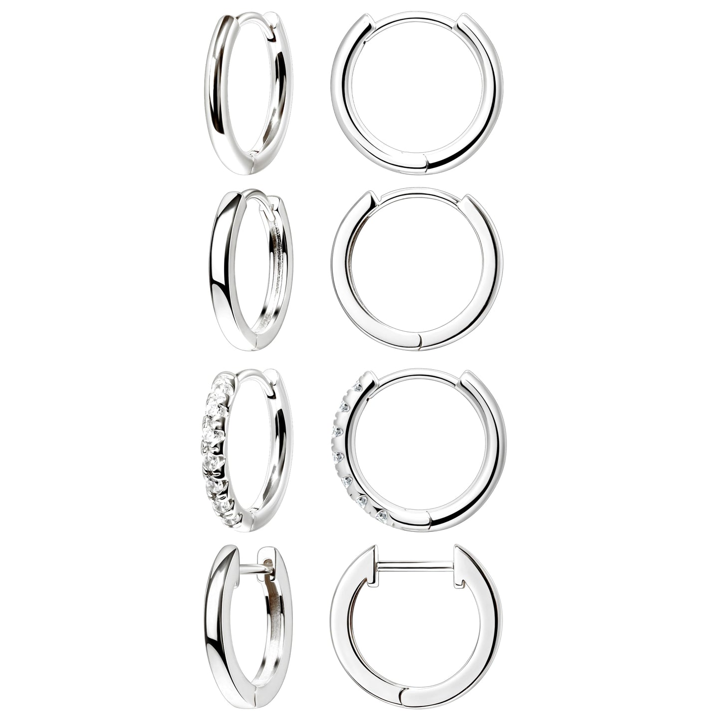 12mm Huggie Hoop Earrings Set for Women Men Trendy - Silver Plated Stack Cartilage Earring Multiple Piercing Lightweight Mini Thin Cute Dainty Clip On Jewelry Gifts for Women