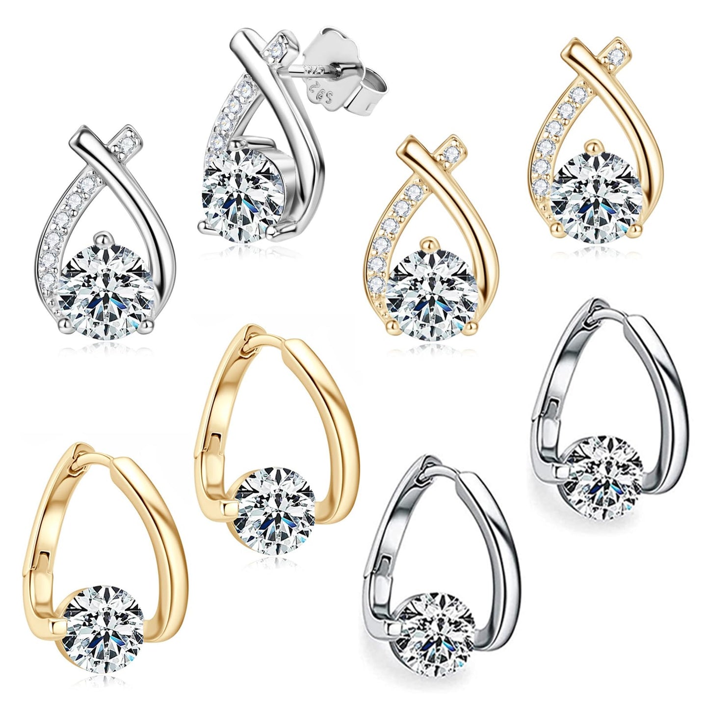 Lucpee Lymphatic Earrings, Slimaoo Halolux Lymphvity Germanium Earrings Lymph Flow Drainage Detox Magnetogen Acupuncture Therapy Slimming Sparkly Zircon Jewelry Gift (4pairs)