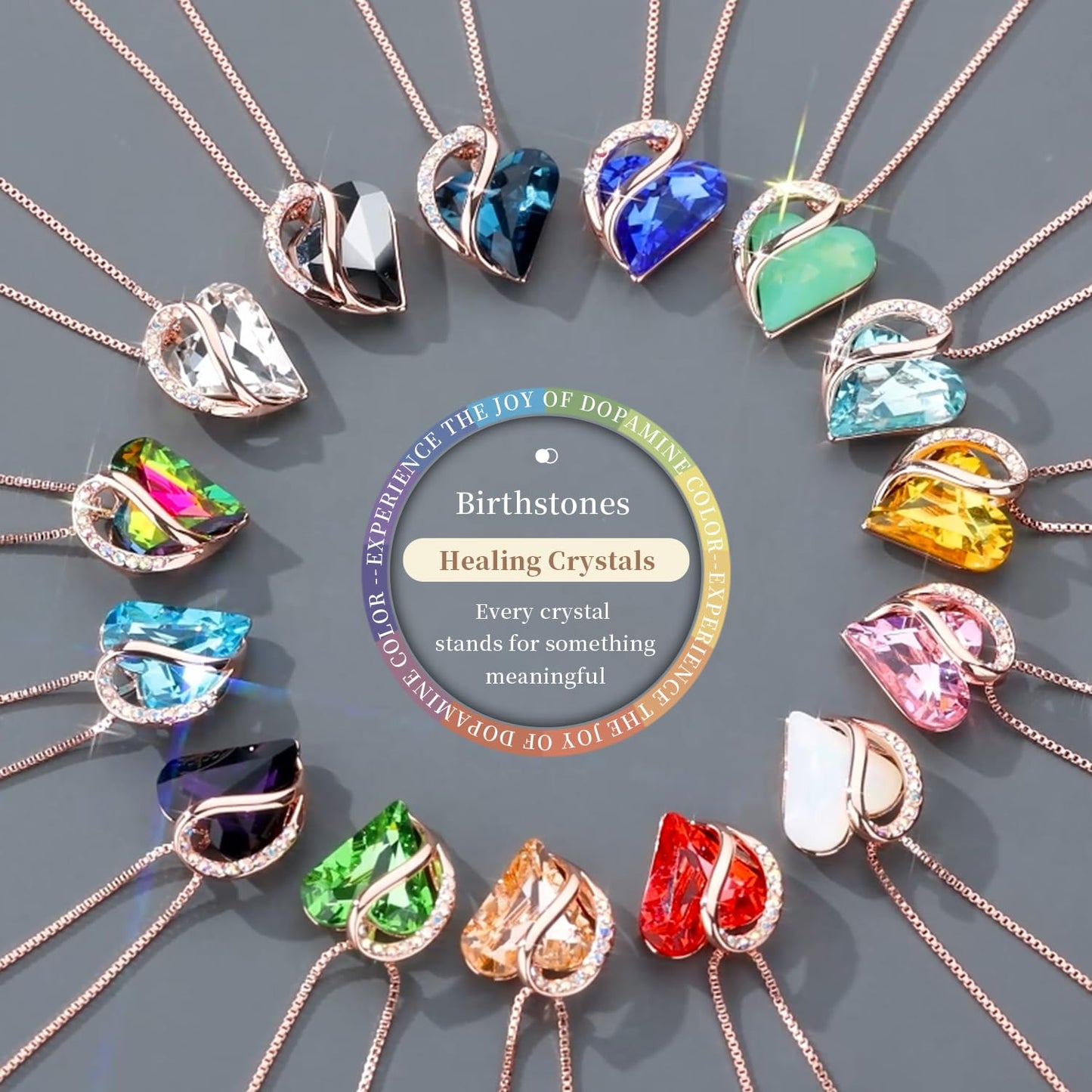 Leafael Gifts for Women Rose Gold Plated Necklaces: Heart Dark Sapphire Blue Crystal, September Birthstone, Hypoallergenic Chain (18"+2"), Birthday Jewelry for Mom and Wife