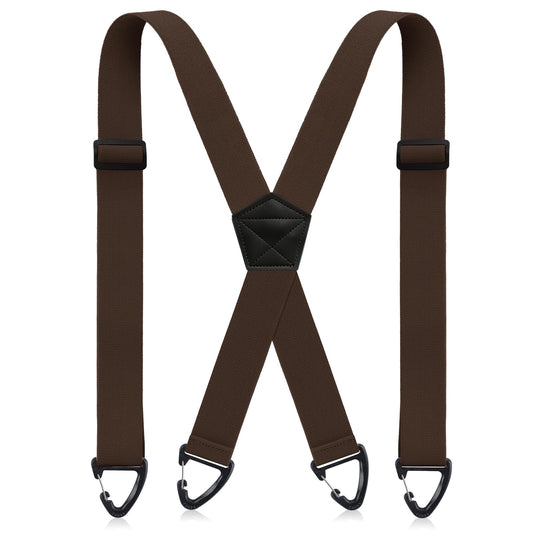 Sintege X Back Hidden Suspender Heavy Duty Work Suspenders 1.5 Inches Hook Suspenders Under Clothing for Men Women(Brown)