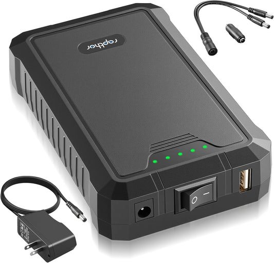 rapthor 12V 6500mAh 5V 13000mAh Pack 12.6V 2A Upgraded Rechargeable / DC Output Battery with Fast Charging Adapter