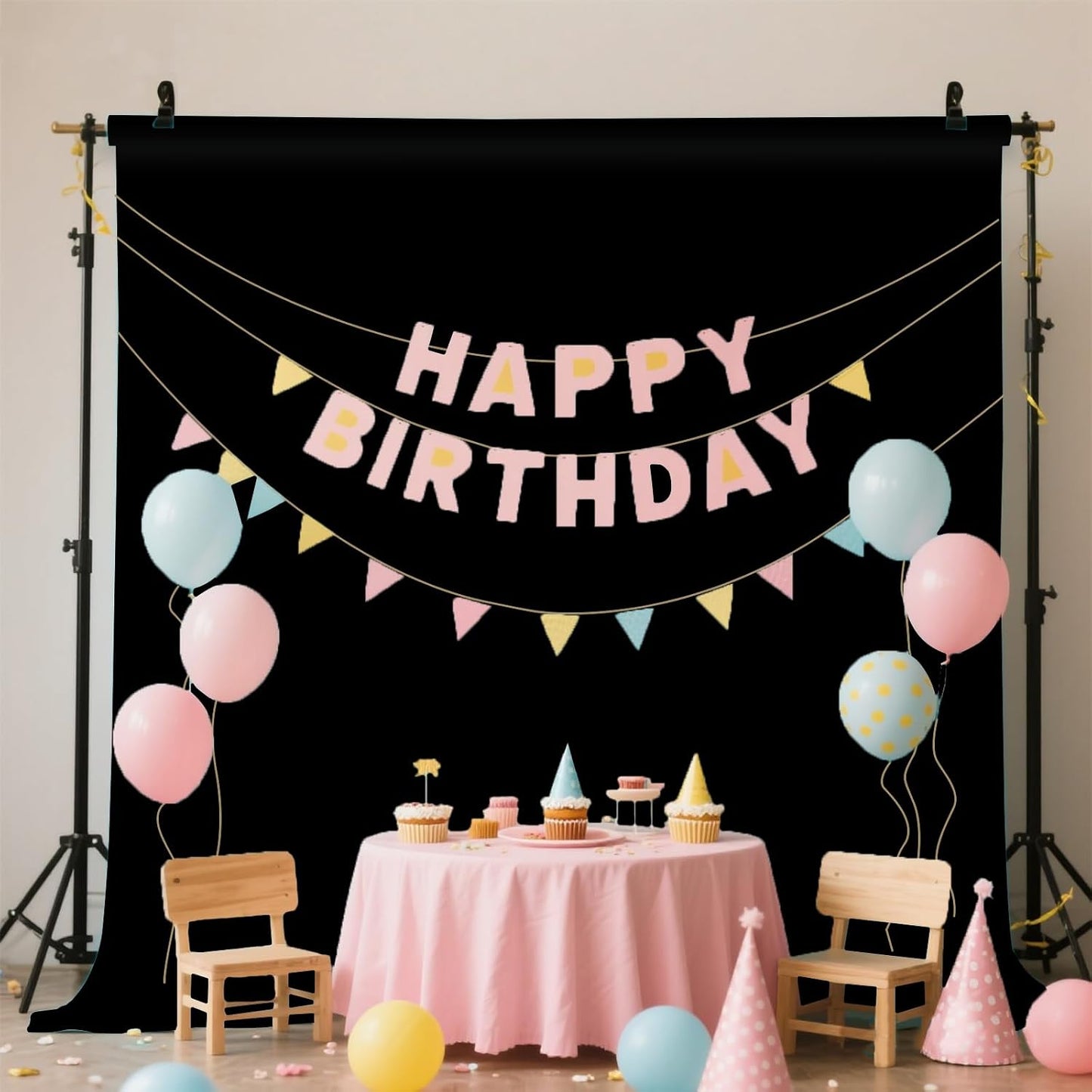 LYLYCTY 10x10FT Black Photo Backdrop for Photoshoot, Black Background for Portrait Product Party Photography Video Live
