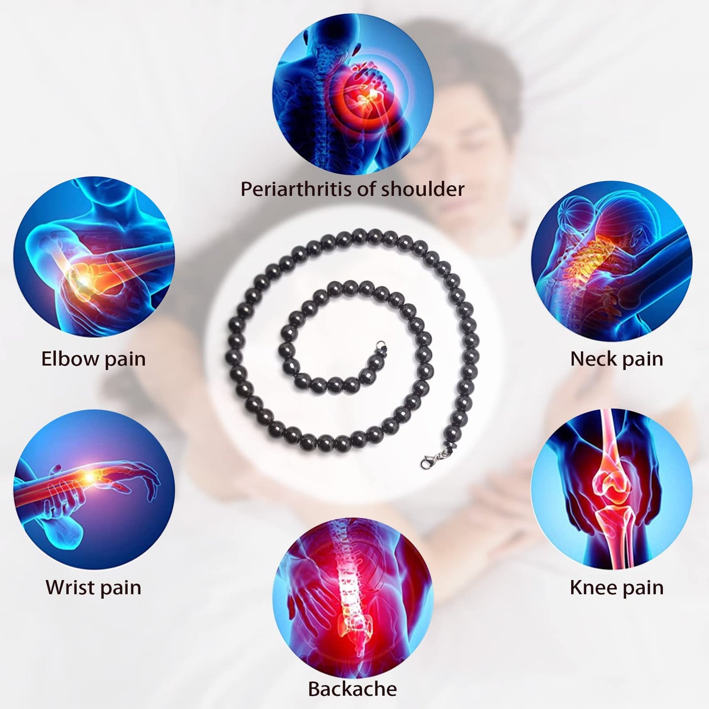 Hion Magnetic Black Obsidian Necklace for Women Men, Natural Wellness Jewelry for Daily Comfort & Relaxation