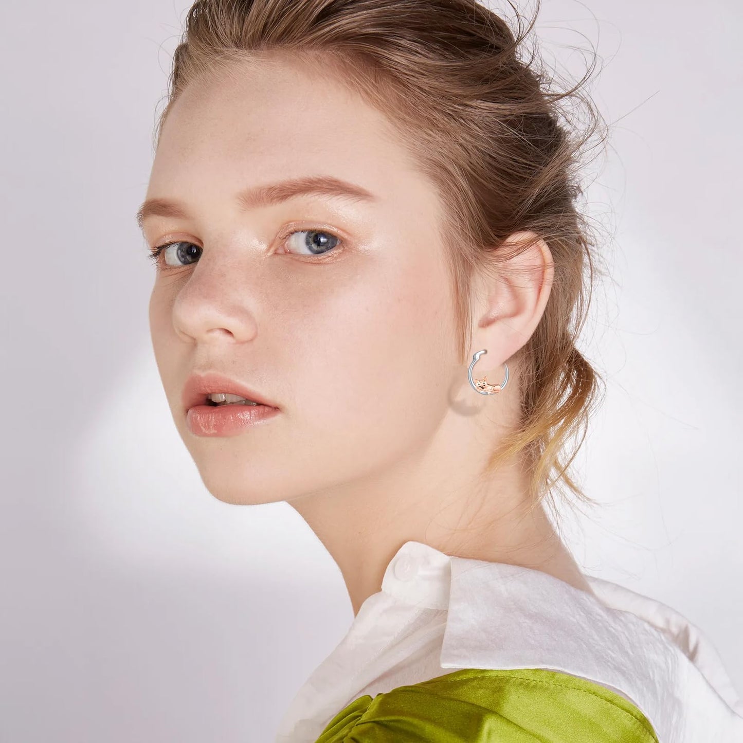 Cat Earrings for Women Girls 925 Sterling Silver Hypoallergenic Cute Hoop Earrings for Sensitive Ears Jewelry Graduation Gifts for Daughter Her Cat Lovers