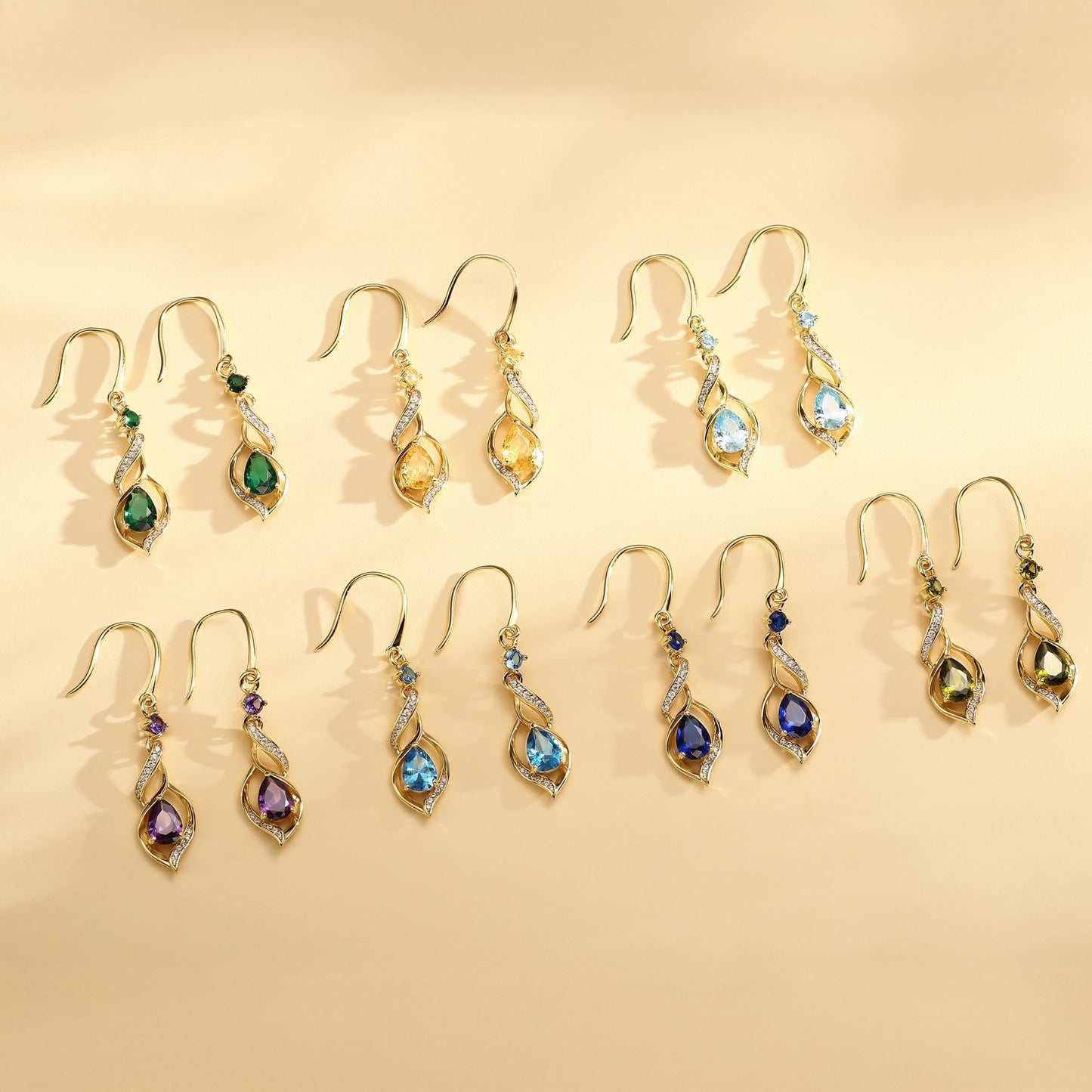 FANCIME 14K Gold Plated November Birthstone Dangle Earrings for Women Teardrop Citrine Earrings S925 Sterling Silver infinity Love Birthday Gifts for Mom Women