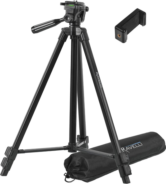 Ravelli 53" Lightweight Aluminum Tripod with Bag & Smartphone Mount