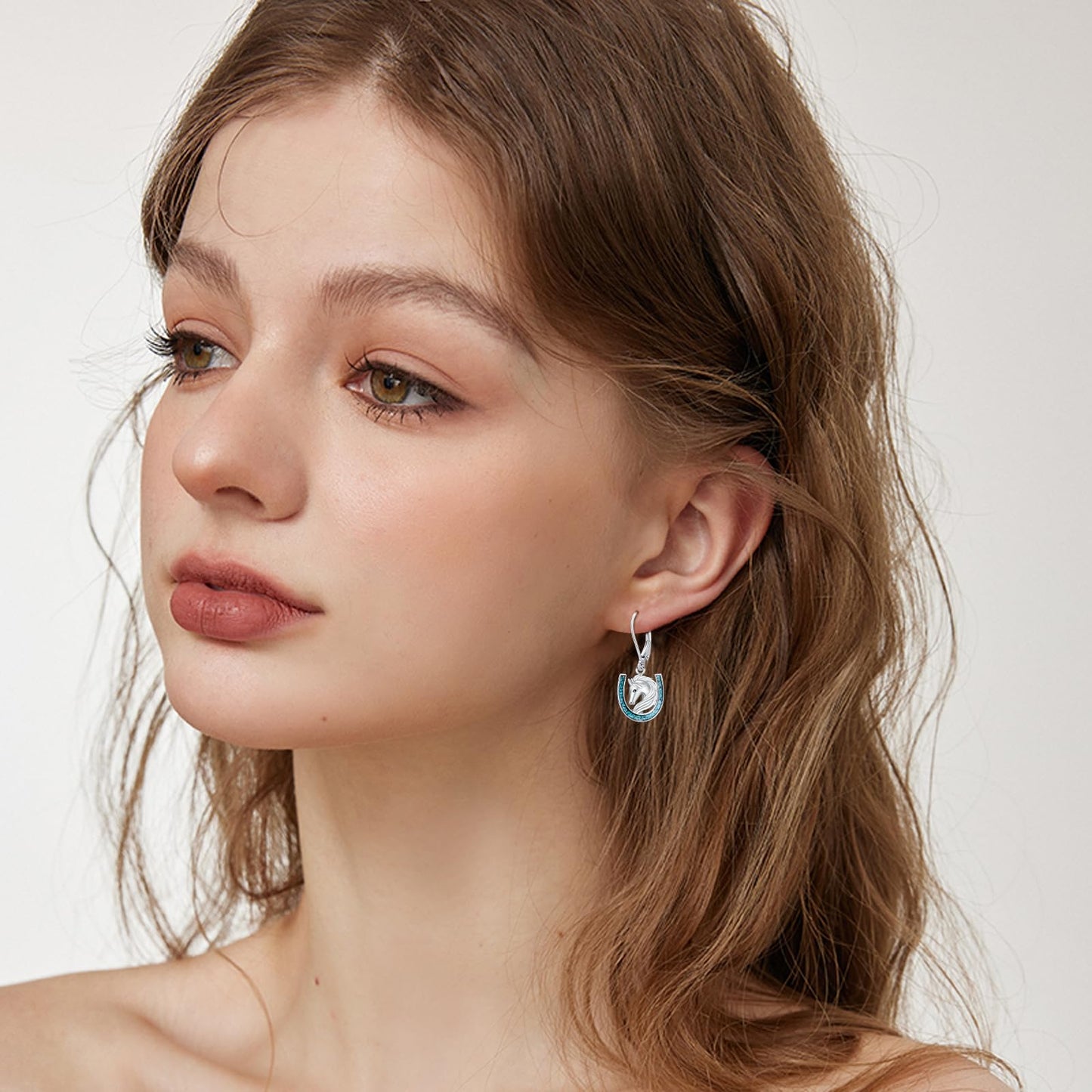 YYmqmq Horse Earrings for Women 925 Sterling Silver Turquoise Horseshoe Dangle Earrings Western Jewelry Christmas Gifts for Women Girlfriend Horse Lovers
