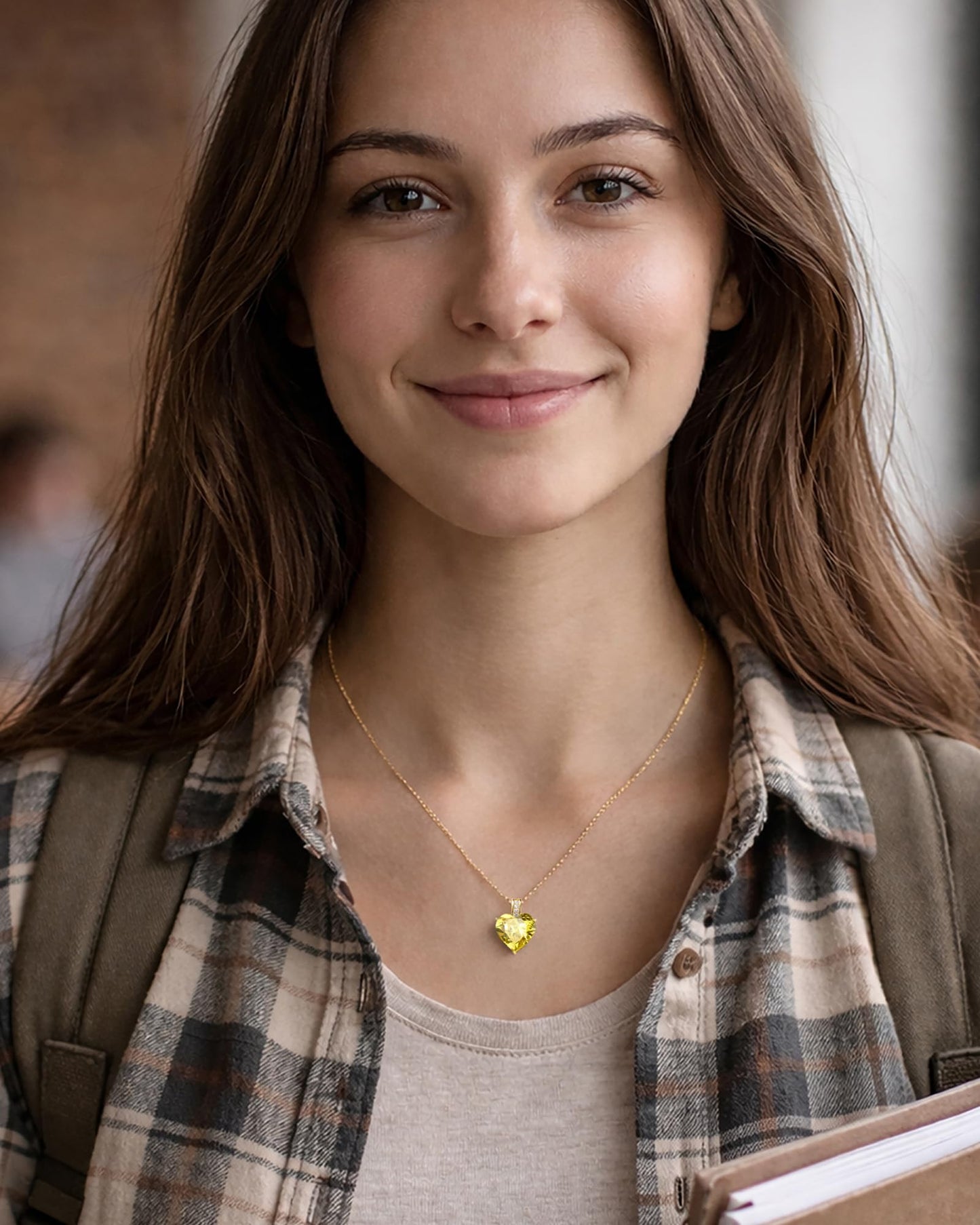 MIDDLUX Heart Necklaces for Women, November Birthstone Necklace, Birthstone Necklace for Women, Citrine Necklace, November Birthday Gifts for Women