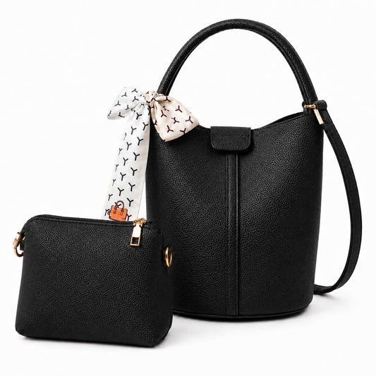 JongCen Vegan Leather Bucket Bag for Women Crossbody Bucket Purse with Removable & Adjust Shoulder Strap Fashion Bucket Handbag