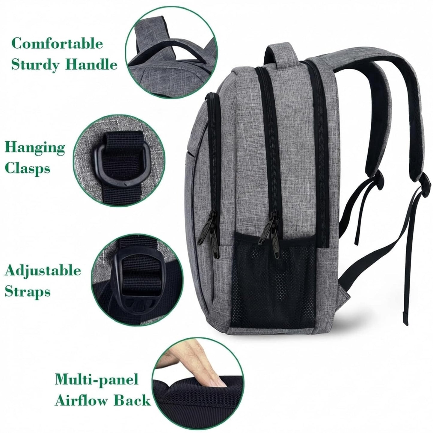 MATEIN Travel Laptop Backpack, Business Anti Theft Slim Sturdy Laptops Backpack Personal Item Bag, Water Resistant College School Computer Bag Gift for Men & Women Fits 15.6 Inch Notebook, Grey