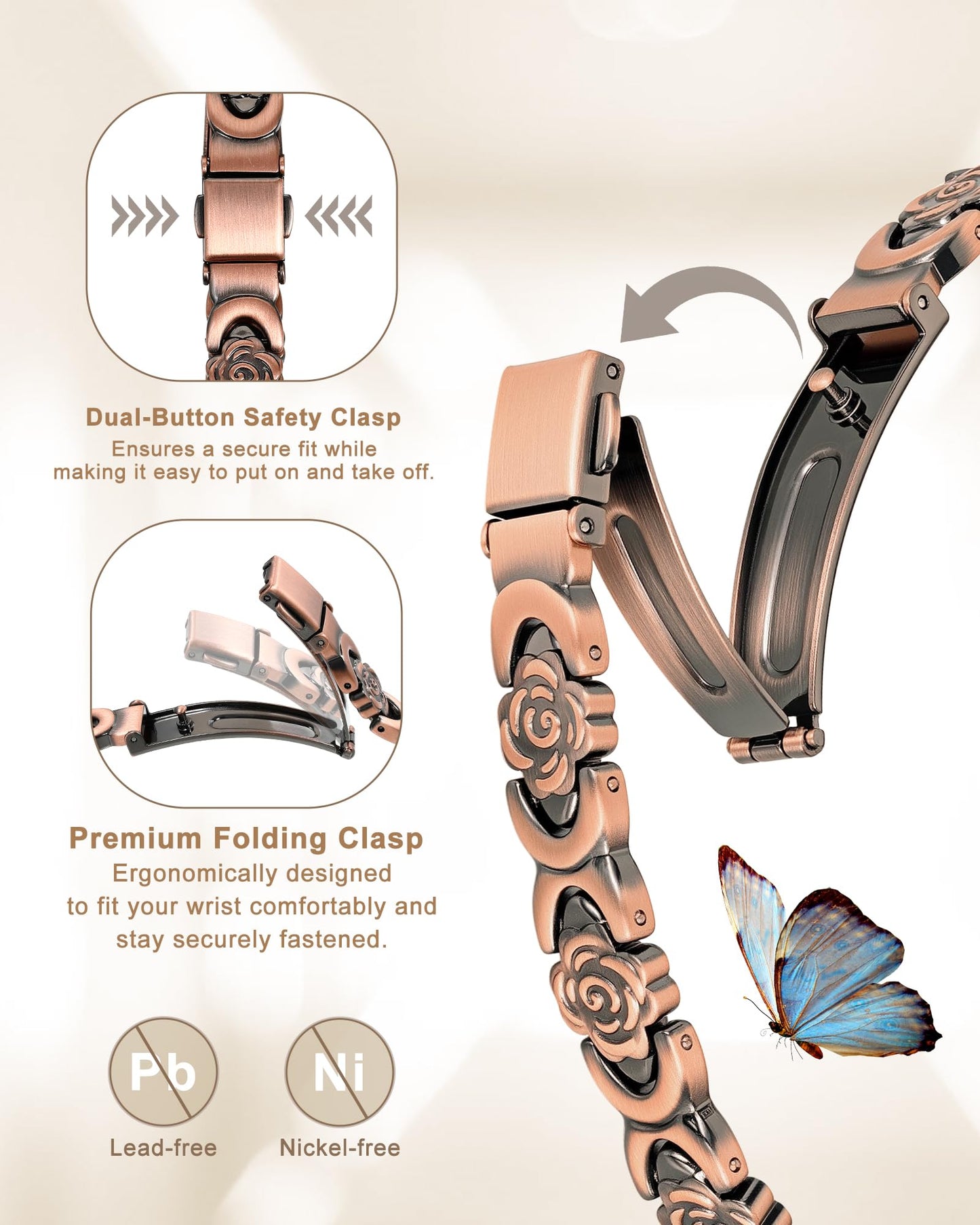 vapeples Ultra Strength Magnetic Bracelets for Women, Pure Copper Bracelet for Women, 5000 Gauss, Adjustable Sizing, Women's Bracelets With Built-in Magnets, Gift Packaging, Fashion Jewelry Gift