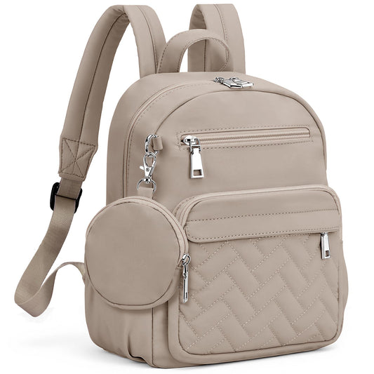 SYTRAH Mini Backpack for Women Small Backpack Purse, Anti Theft Backpack Waterproof Lightweight Puffer Back packs for Travel, Work with Coin Purse Khaki