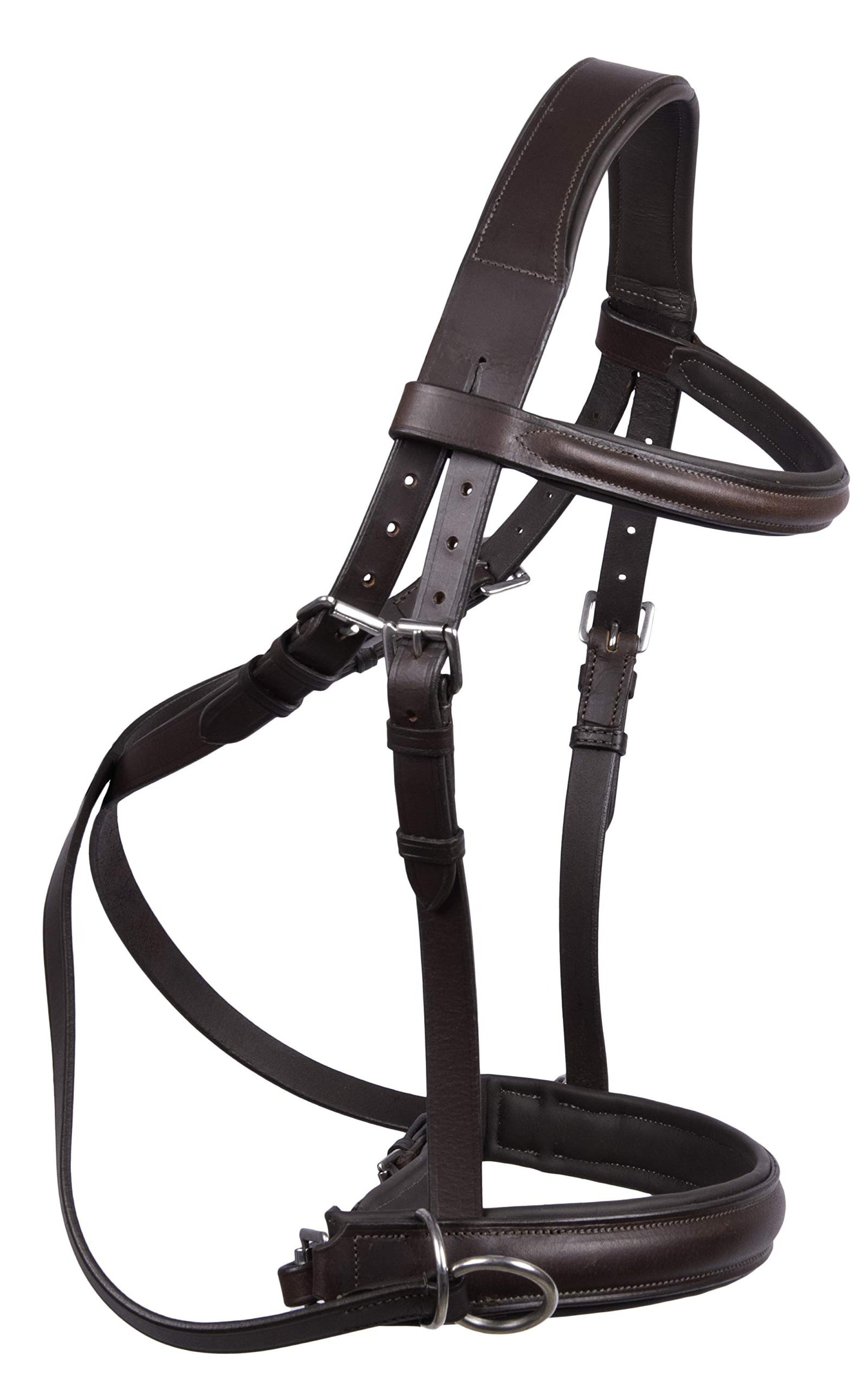 Hulara Wonder Care Genuine English Leather Crossover | Crossunder Bitless Horse Bridle Headstall with Reins
