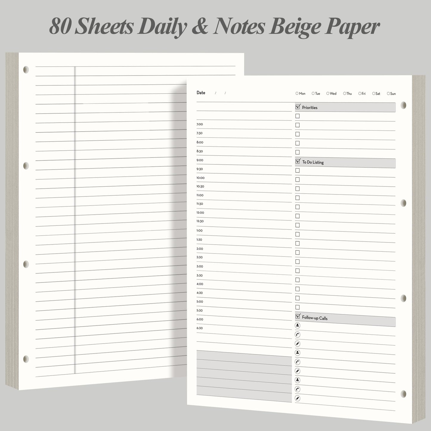 EMSHOI Undated Daily Planner - A4 Large To Do List Notebook Appointment Book for Productivity Time Management, with Hourly Planner Refills, Hardcover Binder Leather Journal - 240 Pages, 9.2x12