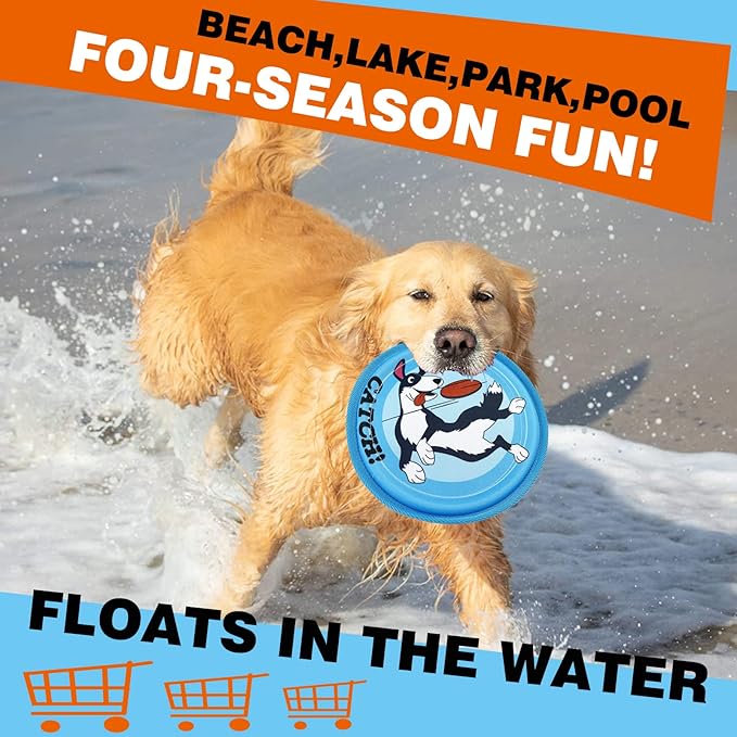 Dog Flying Disc, 3 Pack Dogs Flyer Toys, Lightweight Flying Disc Dog Fetch Toy for Small, Large Dogs & Puppies - Floats in Water & Safe on Teeth