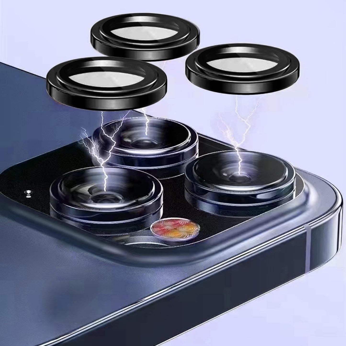16 16 9H TENOC Camera Lens Protector for iPhone & iPhone Plus, Tempered Glass Camera Screen Cover, Black Metal