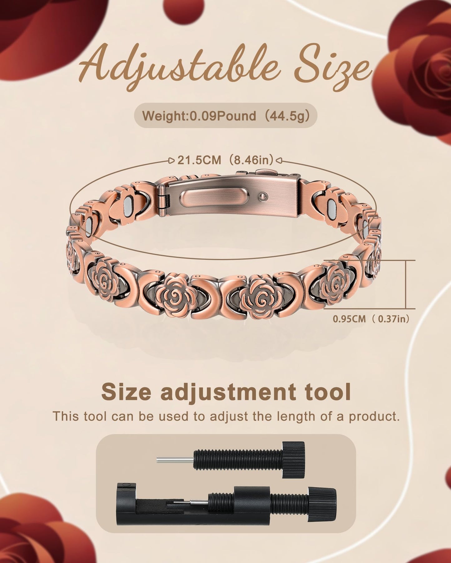 vapeples Ultra Strength Magnetic Bracelets for Women, Pure Copper Bracelet for Women, 5000 Gauss, Adjustable Sizing, Women's Bracelets With Built-in Magnets, Gift Packaging, Fashion Jewelry Gift