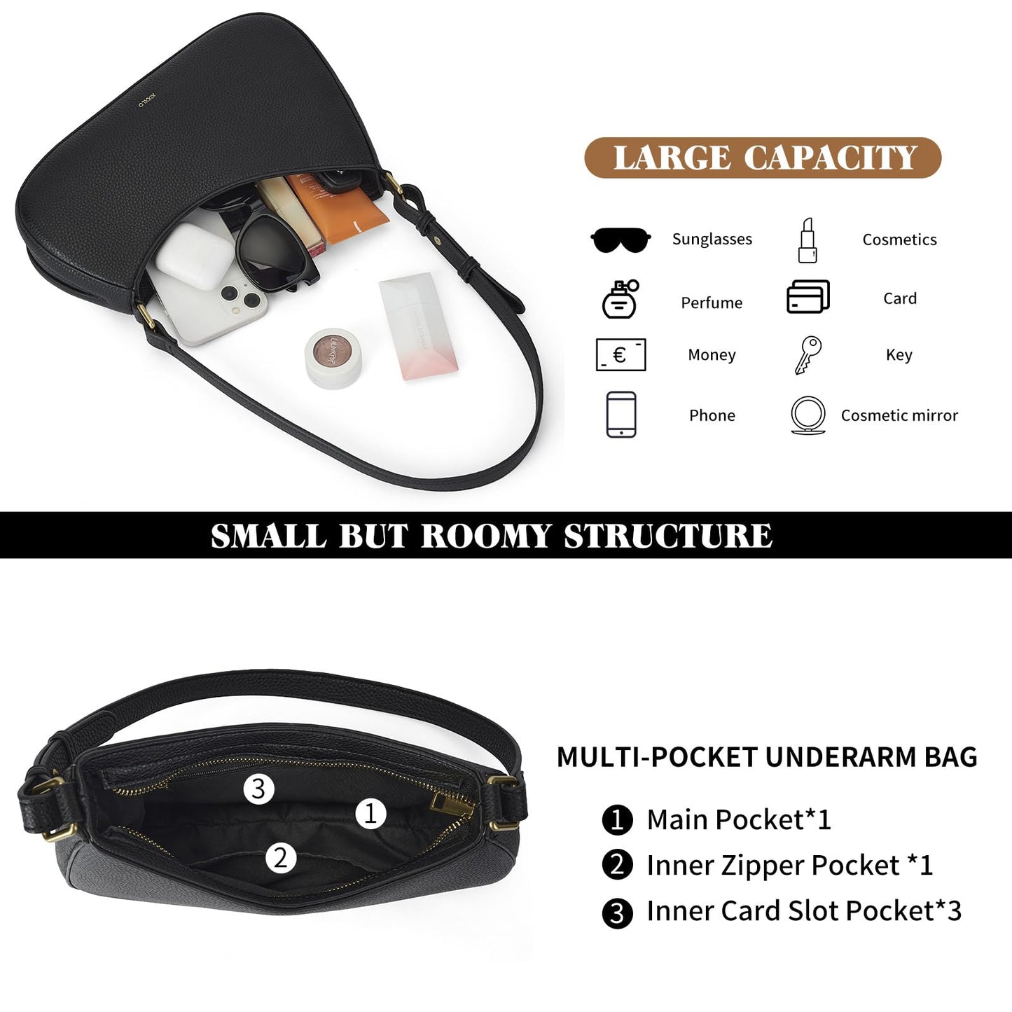 Black Purses for Women Evening,Crescent shoulder bag,Going Out Purse,Small Mini Cute Purse for Women,Mom Gift