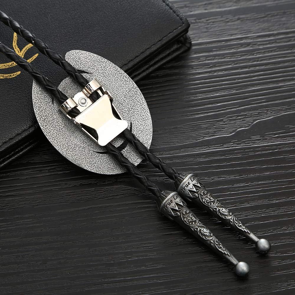 HUABOLA CALYN Vintage Bolo Tie for Men- Initial Letter ABCDMJR to Z Western Cowboy Bolo Tie for Women (B)