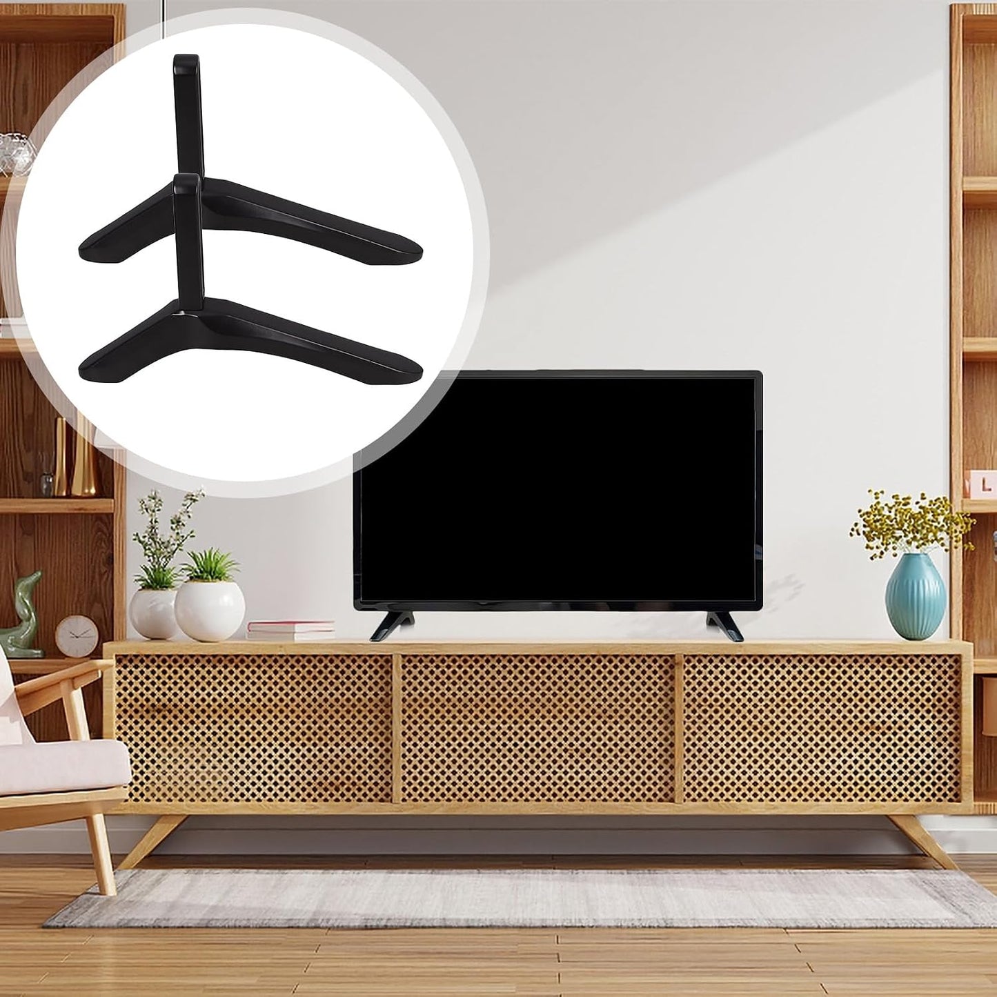 BESPORTBLE Universal TV Stand Base Bracket with Screws Aluminum Alloy Desktop TV Support Stand for LCD LED Televisions