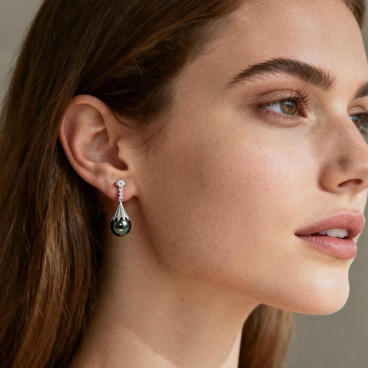 Genunie Tahitian Black Pearl Earrings for Women - Christmas Gifts for Wife Anniversary Wedding, Mom Birthday Gift, AAAA 9-10mm Ocean-Grown Pearls with S925 Sterling Silver Unique Moissanite Jewelry
