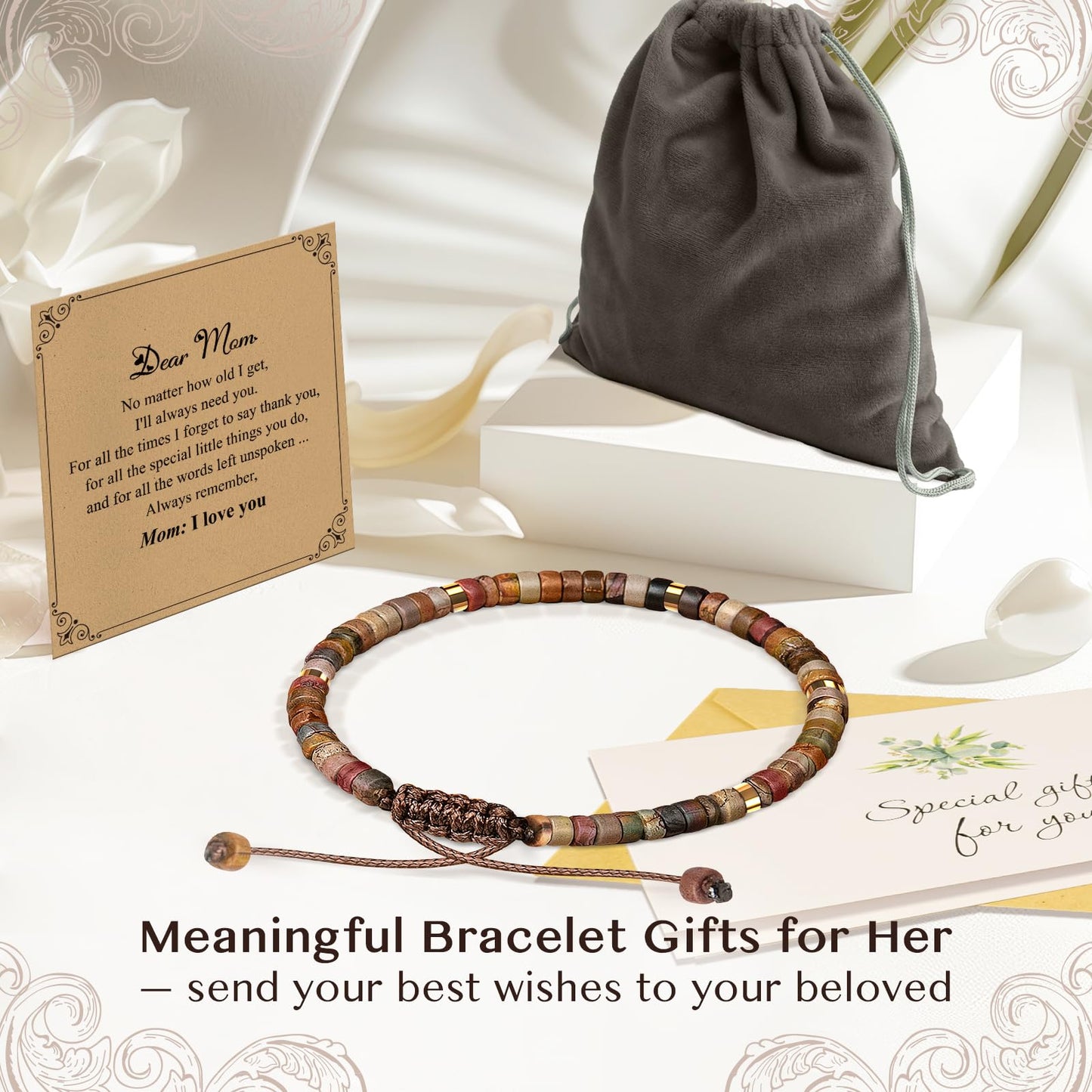 ZOKCC Aunt Gifts Bracelets for Women Healing Natural Stone Beads Bracelets - Inspirational Mothers Day Christmas Birthday Gifts for Aunt from Niece