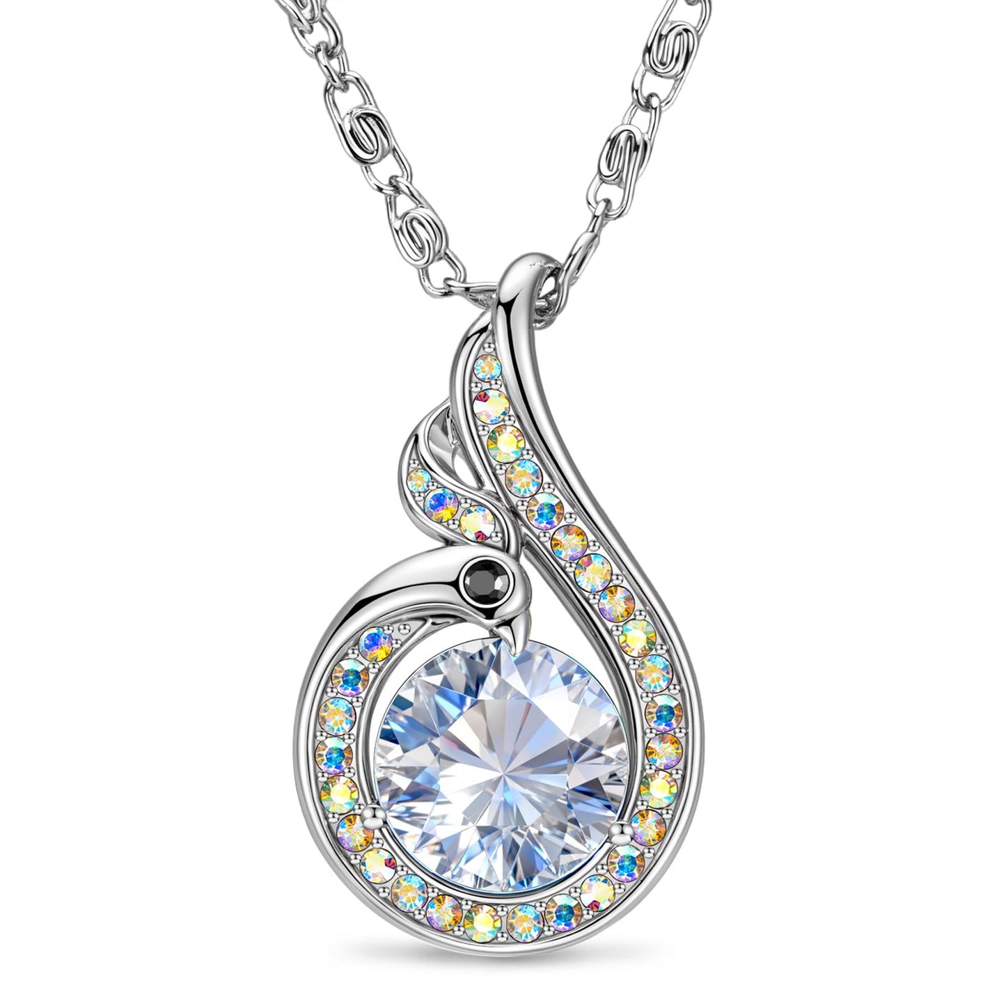 Kate Lynn Phoenix Birthstone Necklaces for Women Pendant Necklace Crystal Jewelry, Birthday Gifts for Women Wife Girlfriend Mothers Day Gift for Mom Daughter Unique Lady Christmas Jewelry Gift for Her, April Birthstone Necklace
