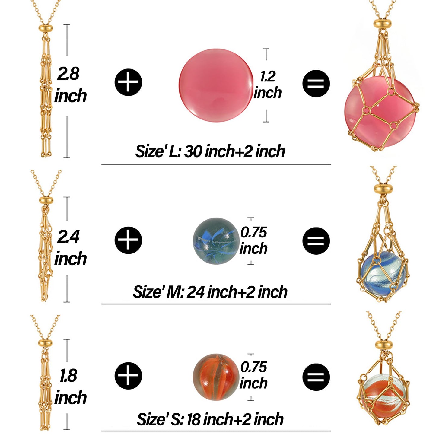 VLIEGEN Crystal Holder Necklace, Stainless Steel Cage for Stone, Adjustable Natural Crystal Cage, Quartz Natural Gemstone Jewelry for Women & Men (GoldSilver-Medium)